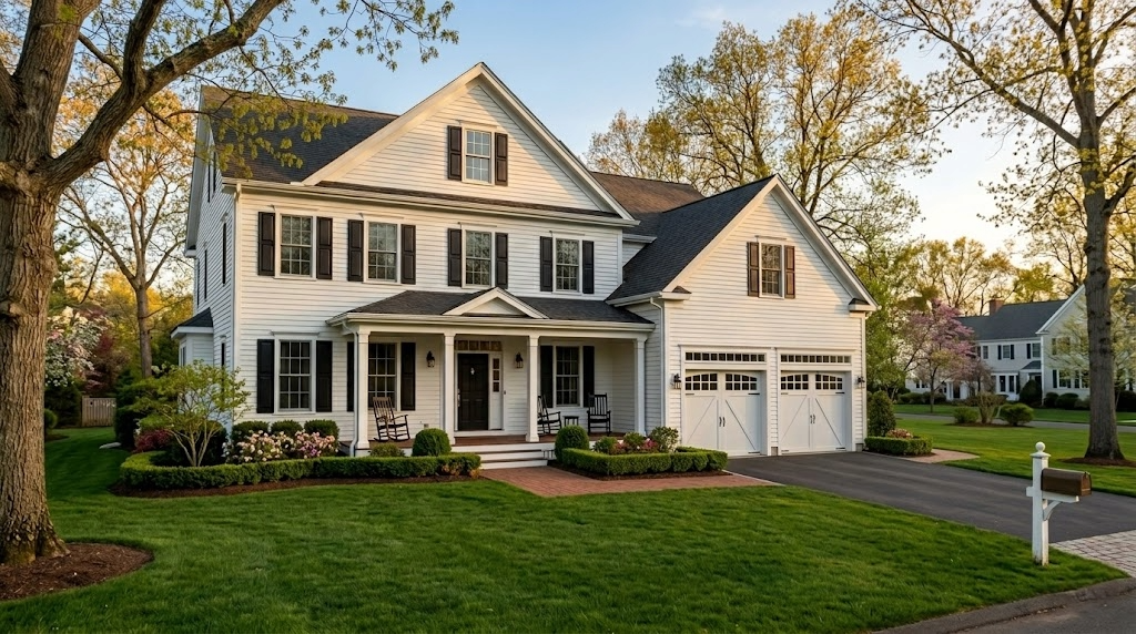 Connecticut luxury home at golden hour